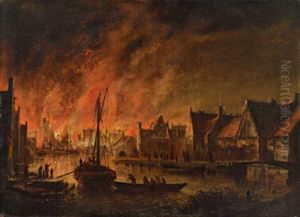 Nachtliche Feuersbrunst In Einer Stadt by Aert van der Neer