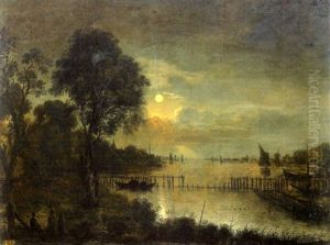 Paysage De Riviere Au Clair De Lune Paysage De Riviere Au Clair De Lune