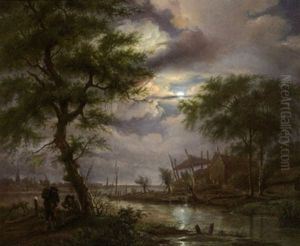 Flusslandschaft Bei Mondschein