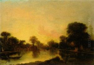 Fluslandschaft Mit Booten Fluslandschaft Mit Booten