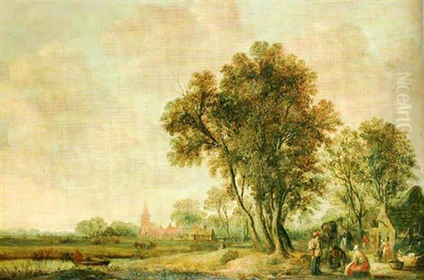 Figures In A Landscape With Distant Church - view 1