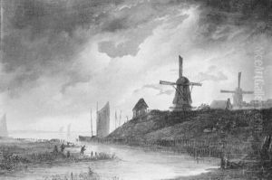 Windmills On A Moonlit Estuary