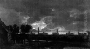 Vue De La Ville De Delft Au Clair De Lune (?) by Aert van der Neer