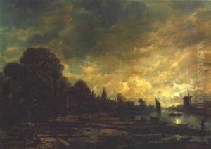 A Canal By Moonlight