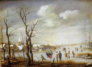 Figuras En La Nieve by Aert van der Neer