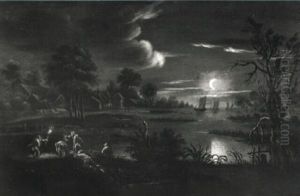Fischfang Bei Mondschein by Aert van der Neer