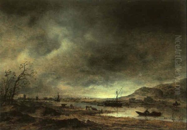 Abendliche Flusslandschaft - view 1