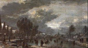 Eisvergn_gen Auf Dem Dorfteich by Aert van der Neer