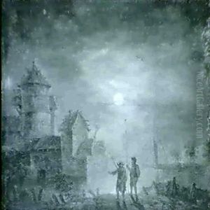 Hamnscen Med Figurer - Mansken by Aert van der Neer