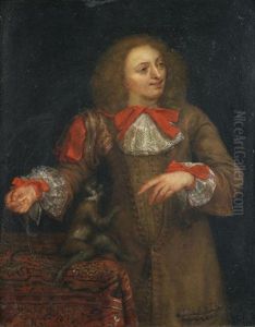 Jeune Homme Jouant Avec Un Singe by Eglon van der Neer