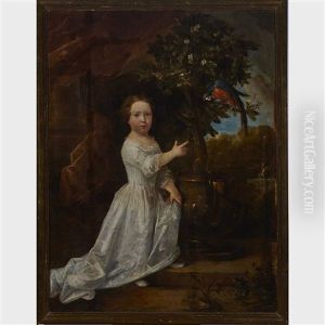 Young Girl In A Garden Pointing To A Parrot thumbnail