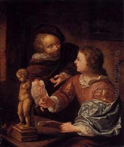 The Drawing Lesson by Eglon van der Neer