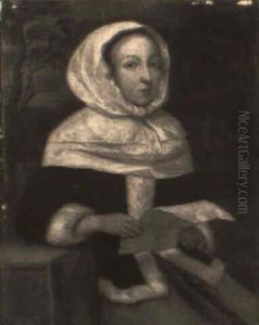 A Young Lady Reading A Letter Before A Landscape by Eglon van der Neer