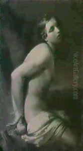 Helgen Med Bagbundne Haender Siddende Ved Trae by Friedrich von Neff