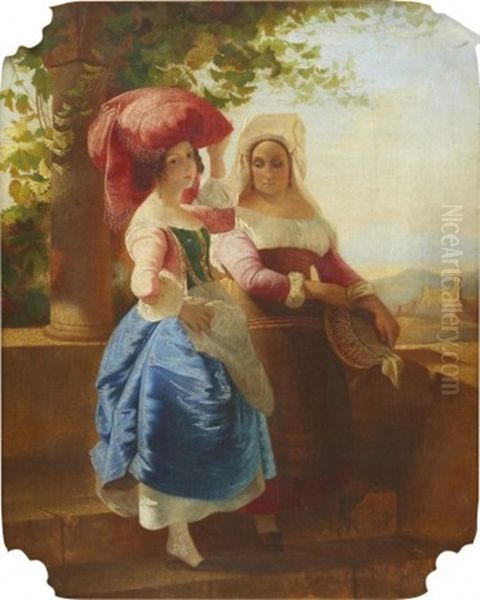 Two Women By A Loggia - view 1