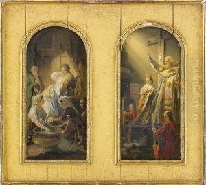 The Birth Of The Virgin And The Exaltation Of The True Cross (a Pair Of Studies For Wall Paintings In St. Isaac's Cathedral, St. Petersburg)