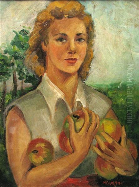 Girl With Apples - view 1
