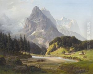 Rosenlaui Mit Wetterhorn Und Wellhorn by Johann Matthias Neithardt