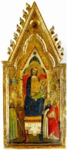 The Madonna And Child Enthroned With Saint Francis, Peter Martyr And Nicholas Of Bari With Others by Pietro Nelli
