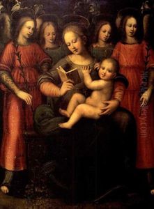 Madonna Con Bambino E Quattro Angeli by Plautilla Nelli