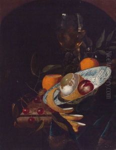 Banketje Mit Einer Geschalten Zitrone Auf Einer Wanli-schale by Martinus Nellius