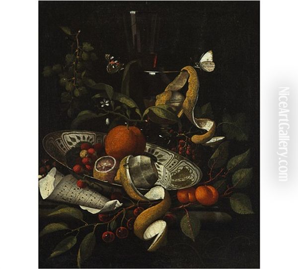 Nature Morte With Lemons, Porcelain Dish, A Sheet Of Music And Butterflies - view 1