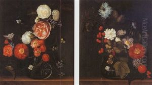 Nature Morte Au Vase De Fleurs Sur Un Entablement by Martinus Nellius