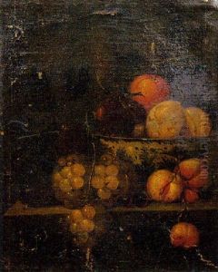 Nature Morte Aux Prunes Et Oranges Dans Une Porcelaine Wang-li Sur Un Entablement by Martinus Nellius