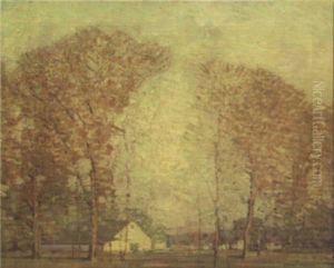 Barn In Wooded Landscape by Ernest Bruce Nelson