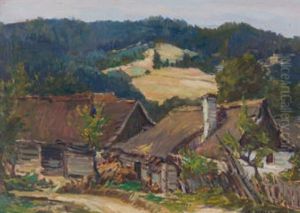 Landschaft Mit Bauernhausern Bei Chalupy/polen by Zdenek Nemastil
