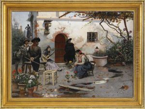 Spanskt Torg Med Musikanter - Granada by Hugo Birger