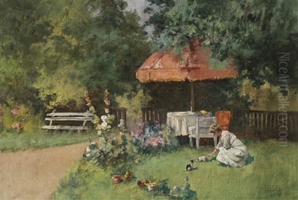 Sommergartenidylle Mit Katzchen - view 1