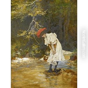 Girl In A Hat By A Brook