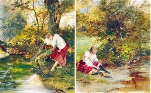 Stepping Into The Stream (+ Dressing Woman, Smaller; 2 Works)