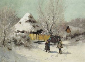 Auf Der Verschneiten Landstrase by Antal Neogrady