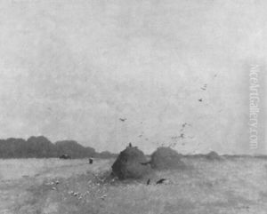 Field With Haystacks by Antal Neogrady
