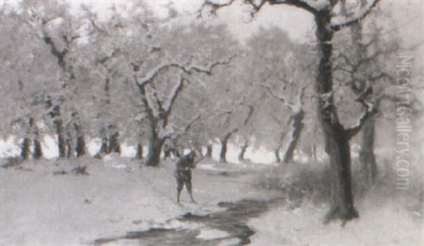 Huntsman In Winter Wooded Landscape - view 1