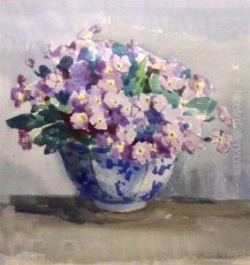 Primula In A Blue And White Bowl