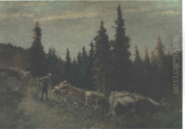 A Huntsman In A Wooded Landscape - view 1