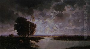 Dachauer Moos Vor Dem Gewitter by Heinrich Neppel