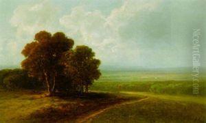 Weite Voralpenlandschaft Unter Gewitterhimmel by Heinrich Neppel
