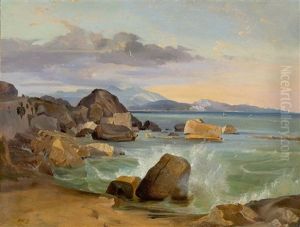 On The Beach Of Terracina by Friedrich Nerly the Younger