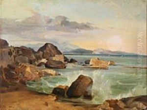Beach At Terracina by Friedrich Nerly the Younger