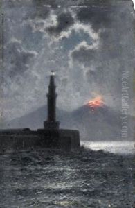 Nacht Uber Dem Golf Von Neapel by Friedrich Nerly the Younger