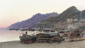 Abend Am Strand Von Salerno by Friedrich Nerly the Younger