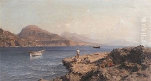 Fishermen On A Rocky Island Off Capri Fishermen On A Rocky Island Off Capri