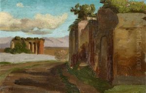 Sudliche Landschaft Mit Antiken Ruinen by Friedrich Nerly