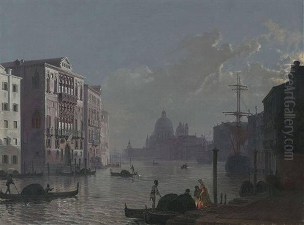 Der Canal Grande In Venedig Bei Mondlicht - view 1
