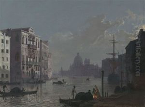 Der Canal Grande In Venedig Bei Mondlicht by Friedrich Nerly