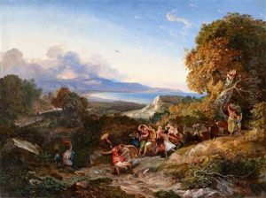A Wine-grower's Parade On Monte Circello by Friedrich Nerly